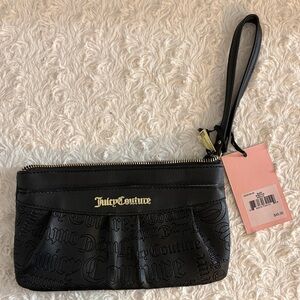 Juicy Couture Black and Gold Logo Wristlet
